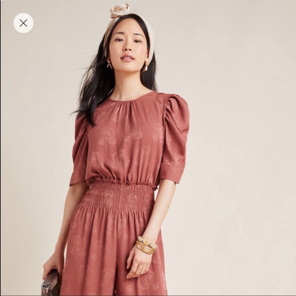 Anthropologie Castille Wide-Leg Jacquard Jumpsuit